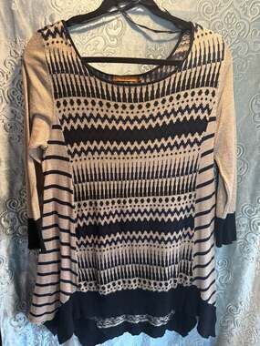 Beldini Geometric Pattern Knit Tunic Sweater Size XL